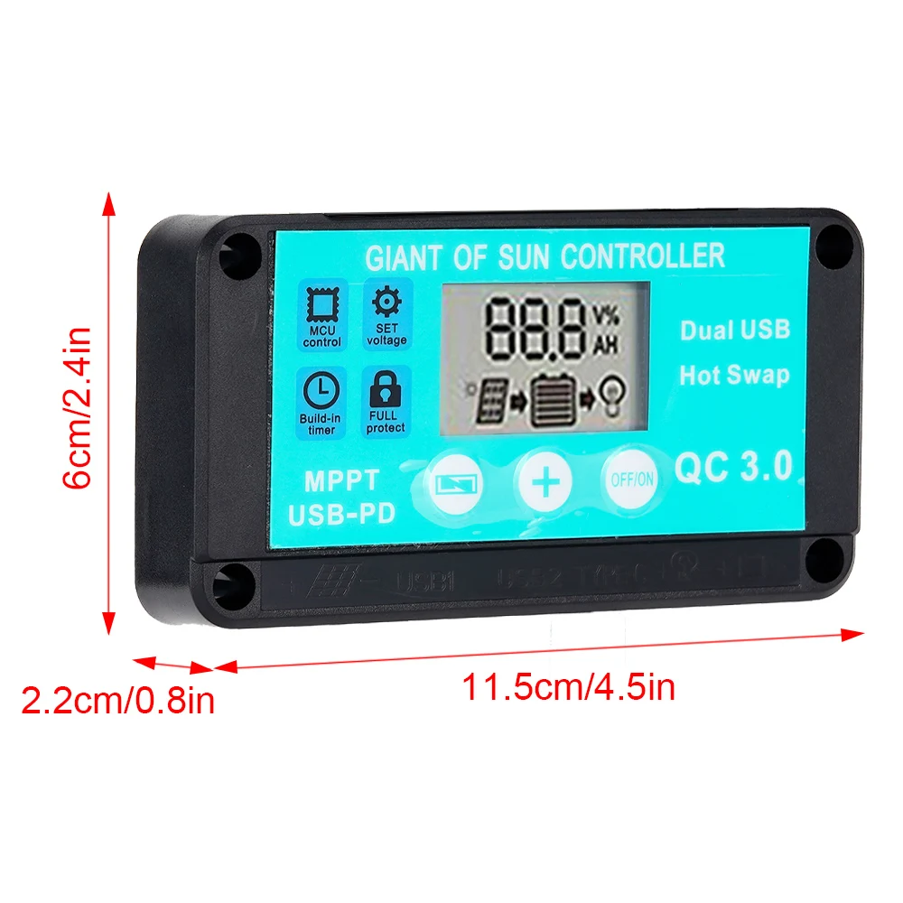 mppt controlador de carga solar 12v 24v 10 100a 05