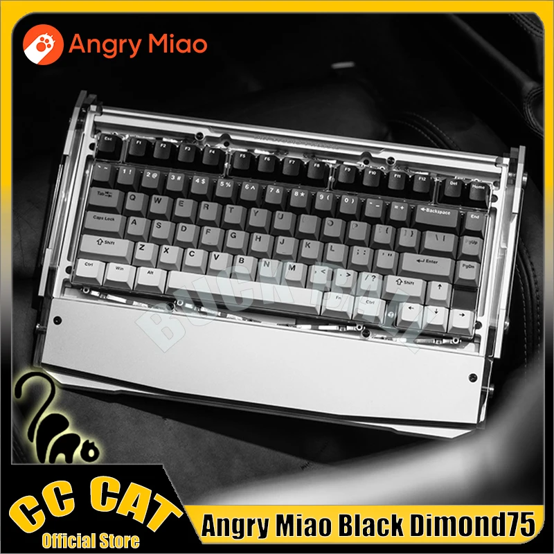 Angry Miao Dry Studio Black Diamond75 Tastiera Meccanica Caricabatterie Wireless Tastiera Leaf Spring Hot-Swap Tastiera Da Gioco Per Ufficio