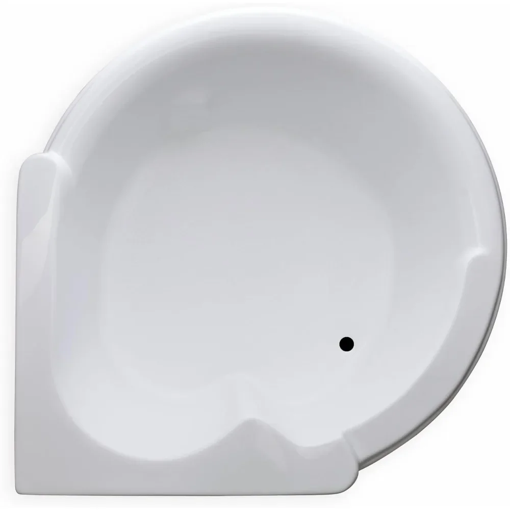 Modern Acrylic Fiberglass Soaking Corner Bathtub - Drop in White Curved Rounded Acrylic Corner Bath Tub - Comfortable Deep 2