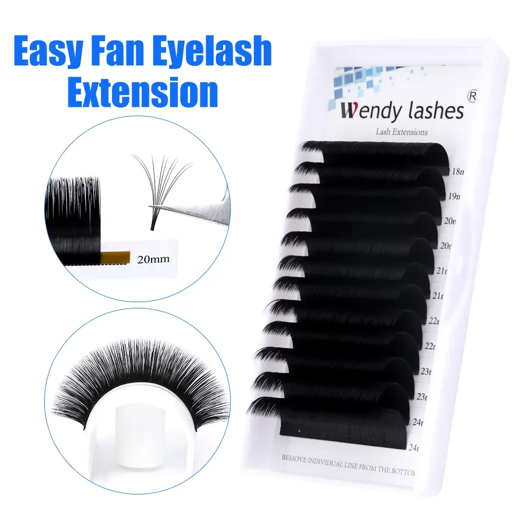 

Easy Fanning Bloom Eyelashes C/D/DD Curl Austomatic Flowering Volume Faux Mink 0.07 Thick Natural Eyelash Extension Wendy Lashes