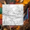 Quiet Countryside Coloring Book 20 Page House Landscape Adult Picture Book Kill Time Relaxing Art  Doodle Painting Drawing 3