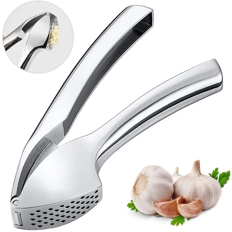 Premium Garlic Press, Stainless Steel Garlic Mincer With Square