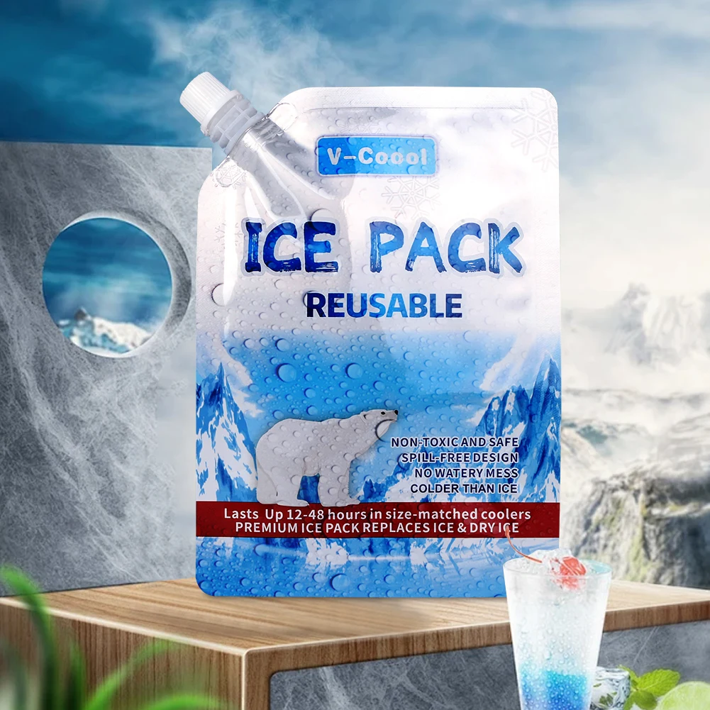 6Pcs Reusable Ice Packs Up To 48 Hours Gel Water Filled Ice Pack Long Lasting Gel Cooling Bag for Beach Road Trips