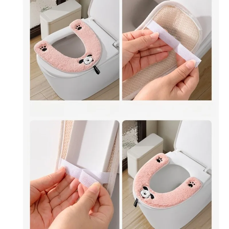 1pc 창의적인 U자형 개 발바닥 디자인의 두꺼운 변기 시트 패드, 범용 변기 시트, 간단한 가정용 변기 커버