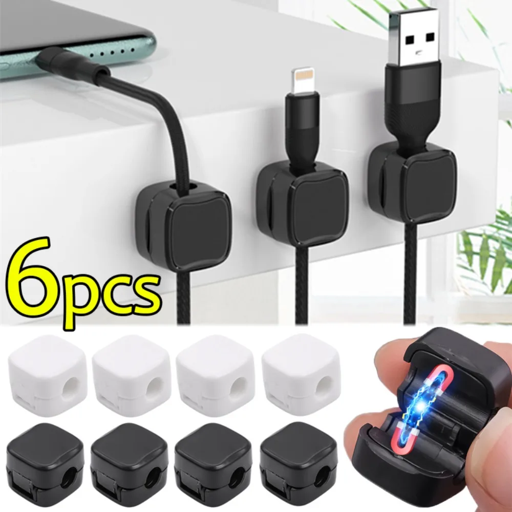 

6/1pcs Magnetic Cable Clips Self Adhesive Adjustable Cord Holder Under Desk Cable Management Wire Keeper Cable Organizer Holder