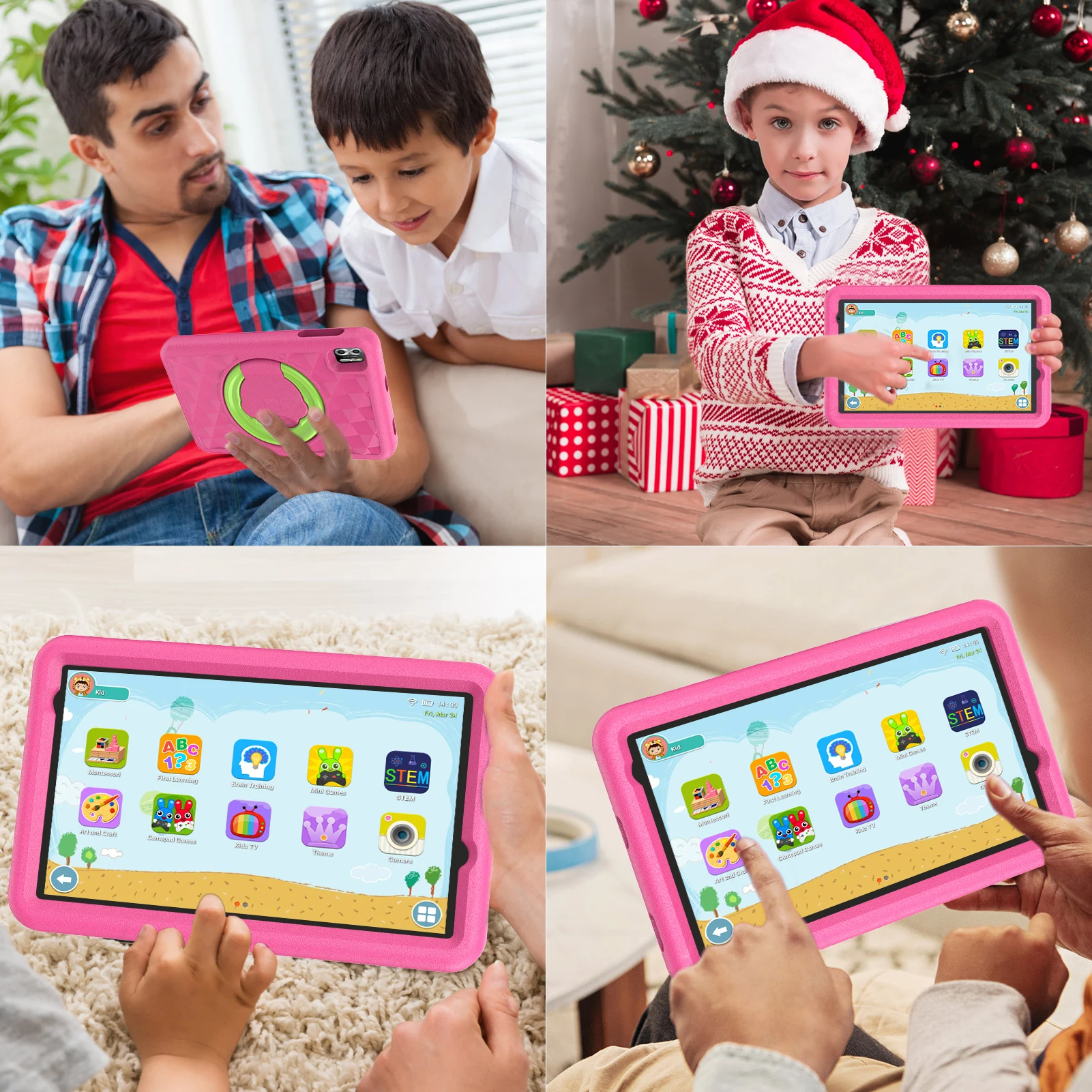 thumbnail image 4 of VASOUN-Tableta de 8 pulgadas para niños, dispositivo con Android 13, Quad Core, 8GB RAM + 64GB ROM, 5000mAh, cámara Dual, WiFi, Control Parental, 4 of 5