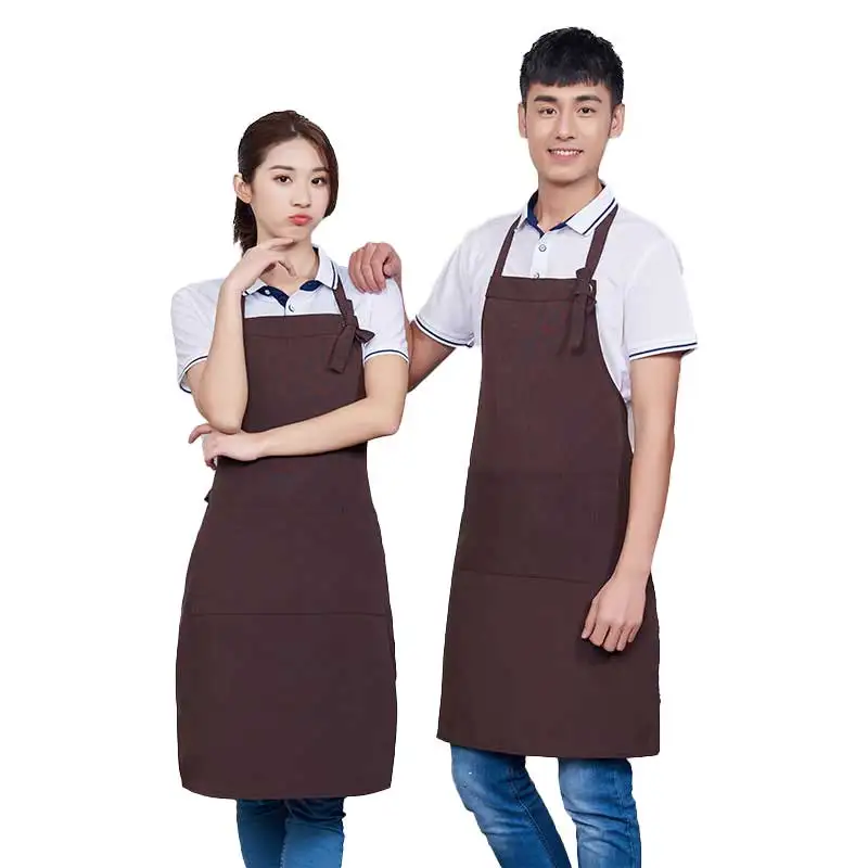 Customization Men's Chef Apron Kitchen Apron Women Canvas Waterproof Cook Print Or Embroider