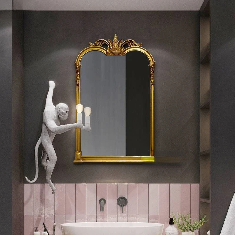 Espejos decorativos de pared para decoración del hogar, accesorios redondos  dorados para sala de estar, baño, ducha, Espejo Grande - AliExpress