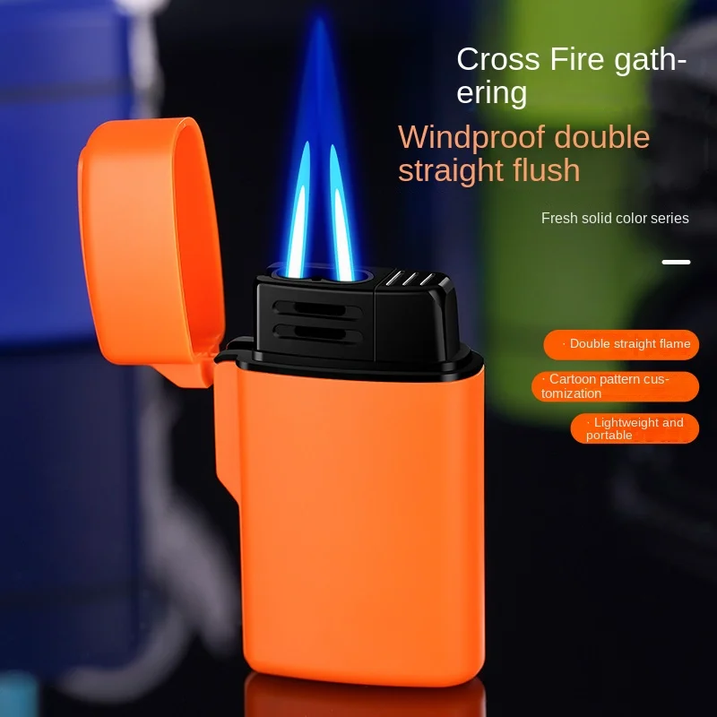 

Mini Blue Flame Butane Two Torch Lighter Gas Lighter Windproof Unusual Cigarette Accessory Cigar Lighters Gadget Men's Gift