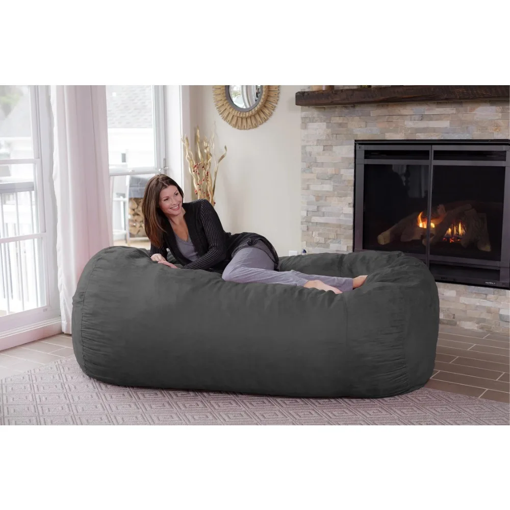 6FT Giant Bean Bag Sofa Memory Living Room Chair Microsuede Soft Protect  Cover