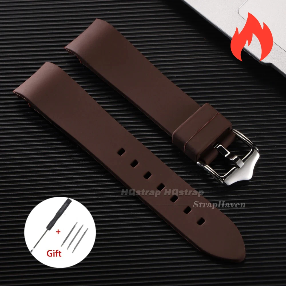 Enhanced Silicone Sport Strap - Curved End, Universal Waterproof Wristband (Multiple Widths Available)