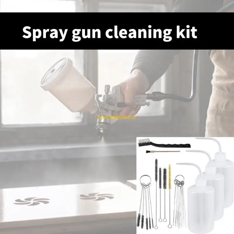 63HA 24Pieces Multipurpose Sprayer Cleaning Set with 4 Bottles and 21 Brushes for Professional Paint Practical Tool