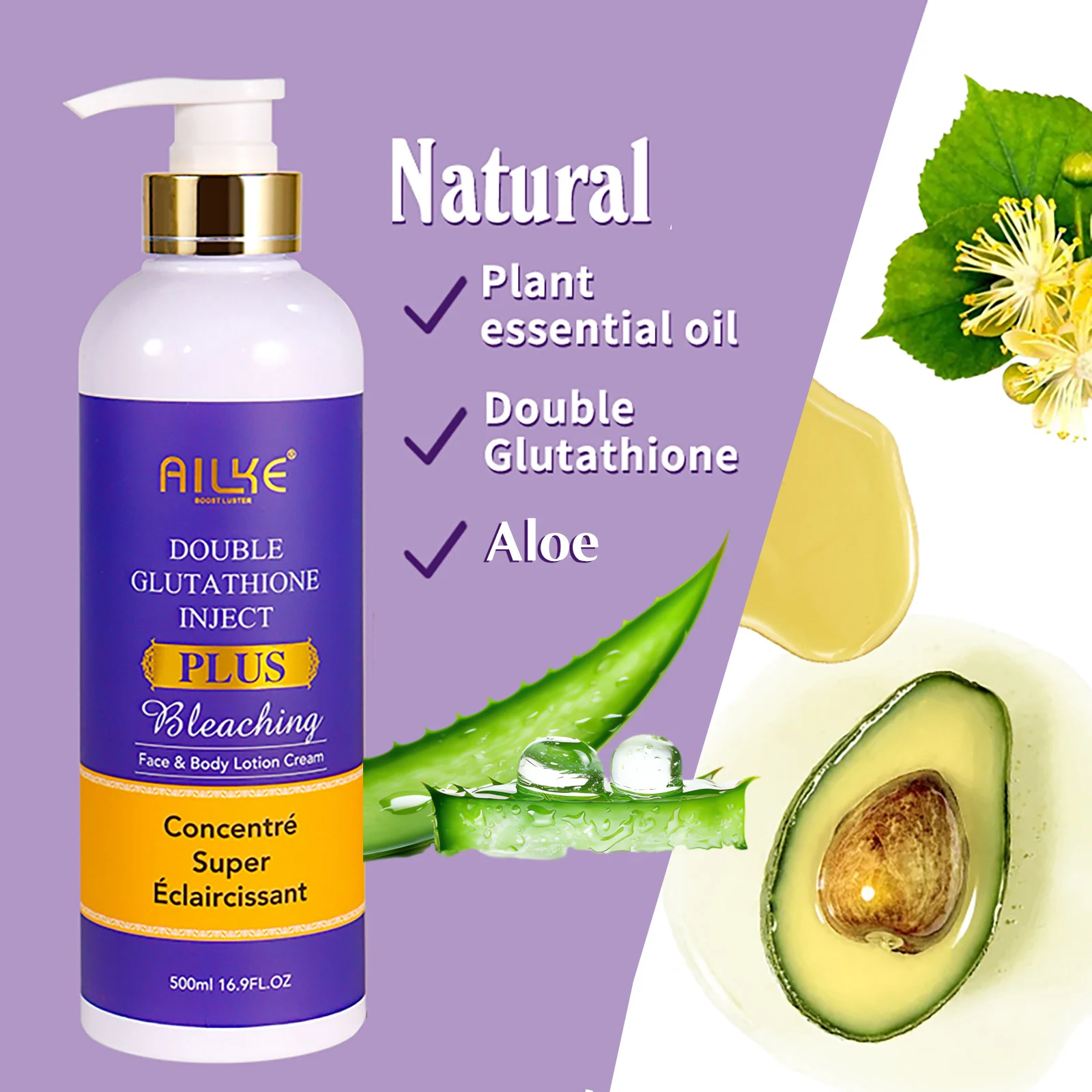 AILKE Whitening Essence 4.2 fl.oz 120ml, Lightening Serum for Face with Double Glutathione for Dull Skin & Fine Lines