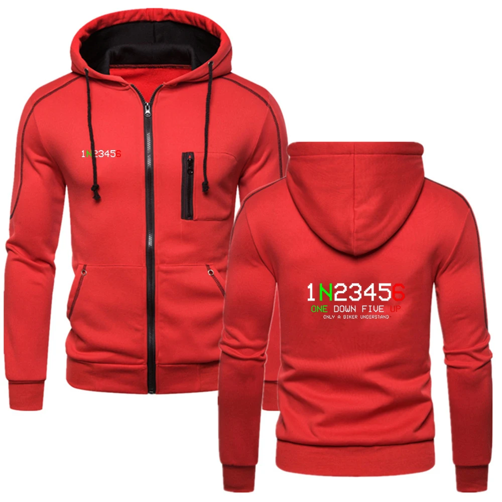 

2023 Spring Autumn Biker 1n23456 Motorcycle Logo Print High Quality Simplicity Style Hoodies Zipper Solid Color Fashion Pullover