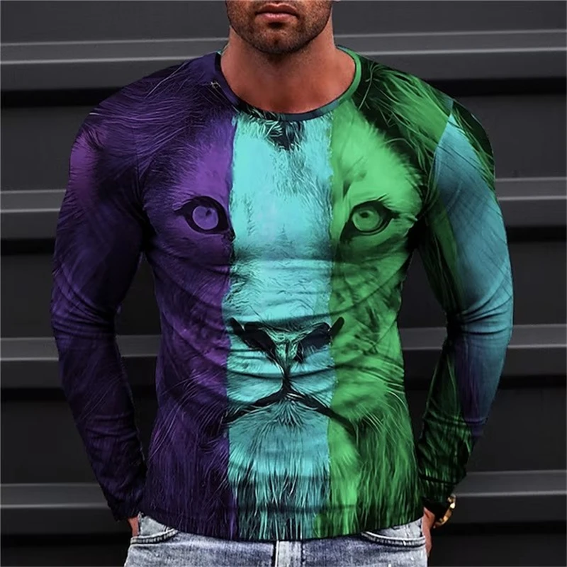 

Animal Lion Graphic Designer Casual Men's 3D Printed T Shirt Graphic Tee Outdoor Daily Sports T-shirt Long Sleeve Crew Neck Tops