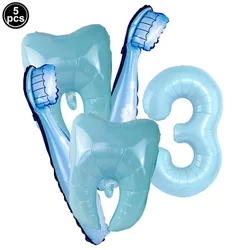 Dental Health Protection Themed Party Decor Foil Balloons - As pictures show (Blue Number 3)