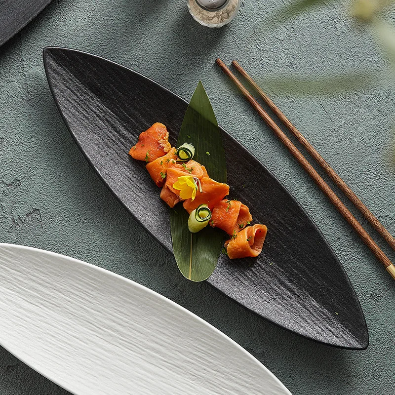 Japanese Restaurant Supplies Ceramic Sushi Plates Leaf Shaped Ceramic Dessert Plates Home Kitchen Accessories