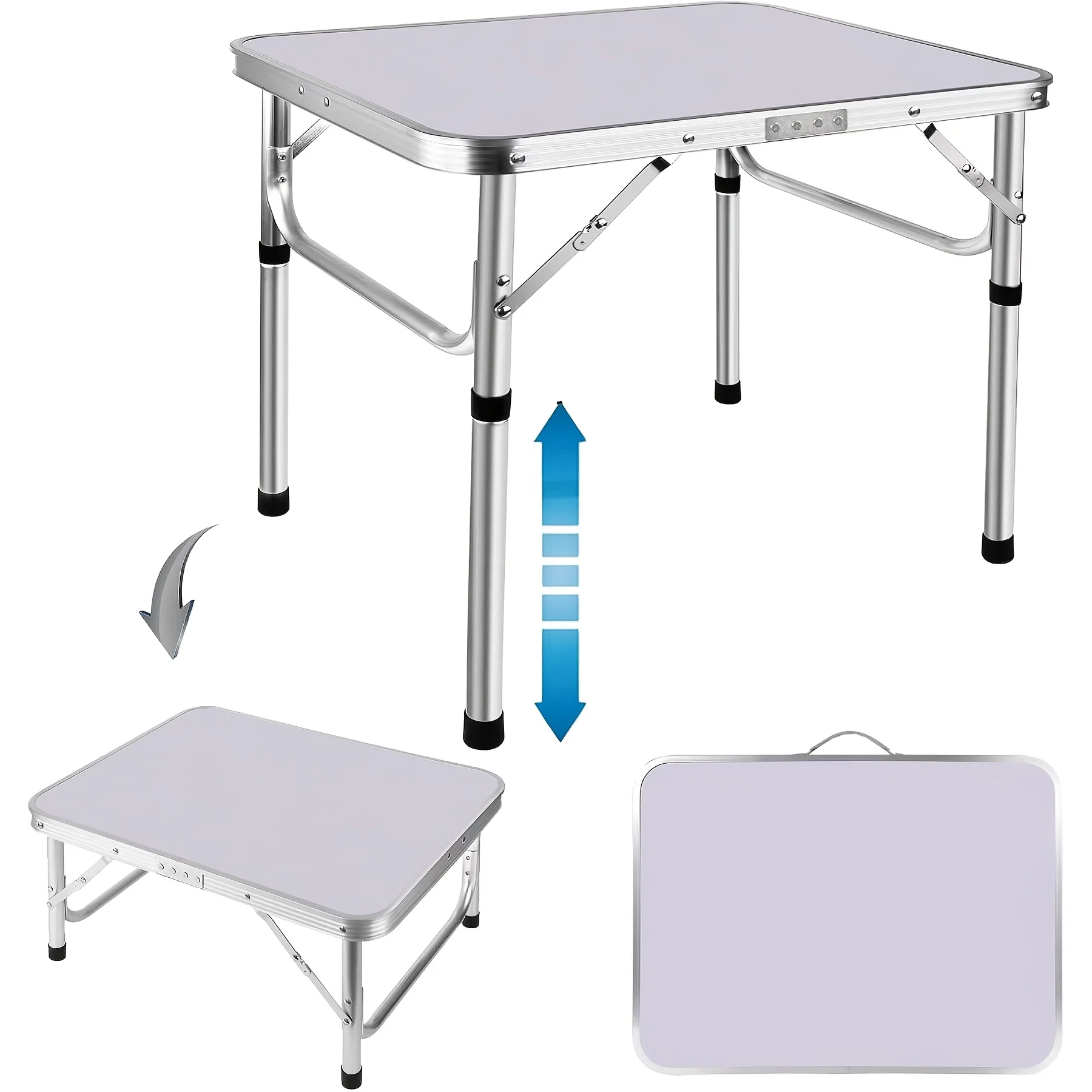Portable Outdoor Folding Table, Desk - 2 Adjustable Height Aluminum Alloy Folding Tables - Perfect for Camping, Picnics