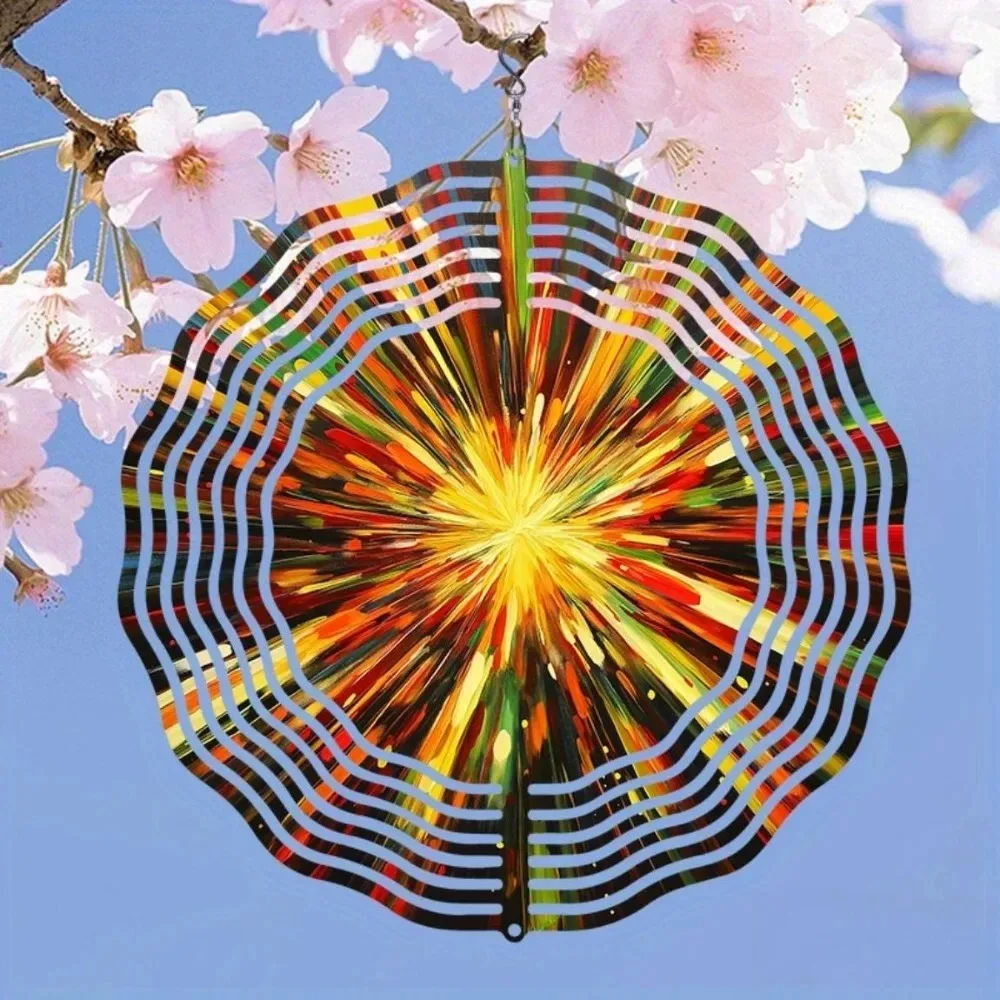 3D Tree of Life Wind Spinner – Stainless Steel Garden Art with Colorful Leaves 2