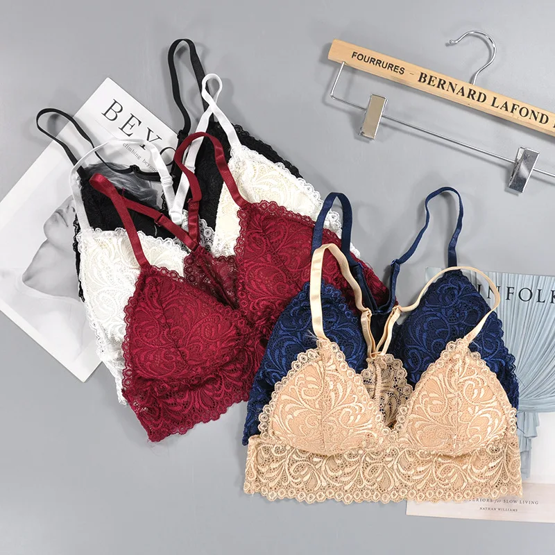 Women Bra Wireless Bras Lingerie BH Lace Sexy Bralette Push Up Plus Size Y-line Straps Backless Lace Bras Large Size