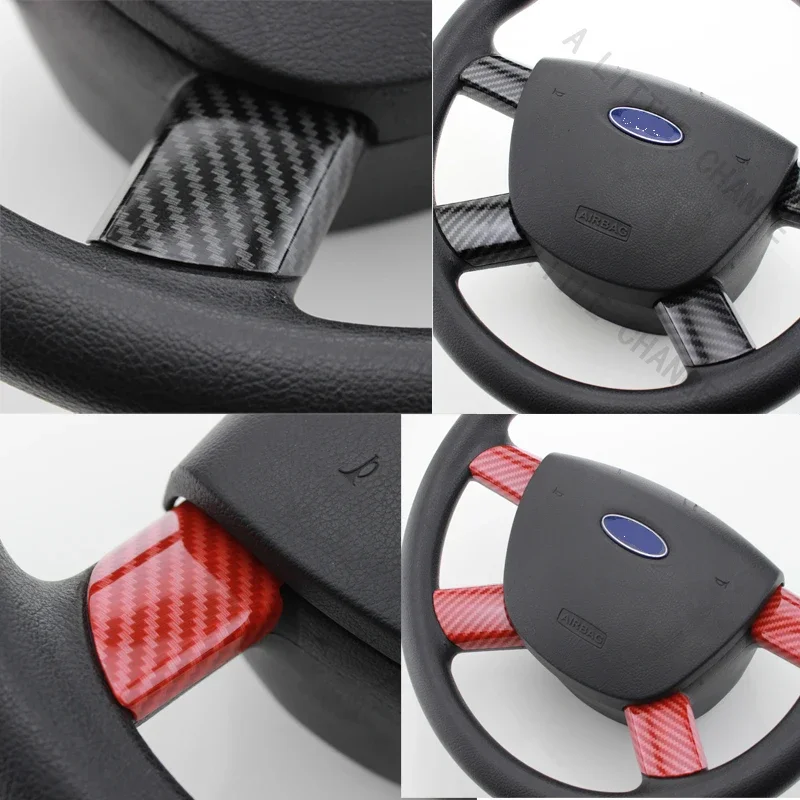 4Pcs/Set Interior Car Steering Wheel Panel Cover Trim Sticker For Ford Focus 2 MK2 2005-2011 Accessories interior mouldings car moulding decoration interior moulding trim strip car styling stickers