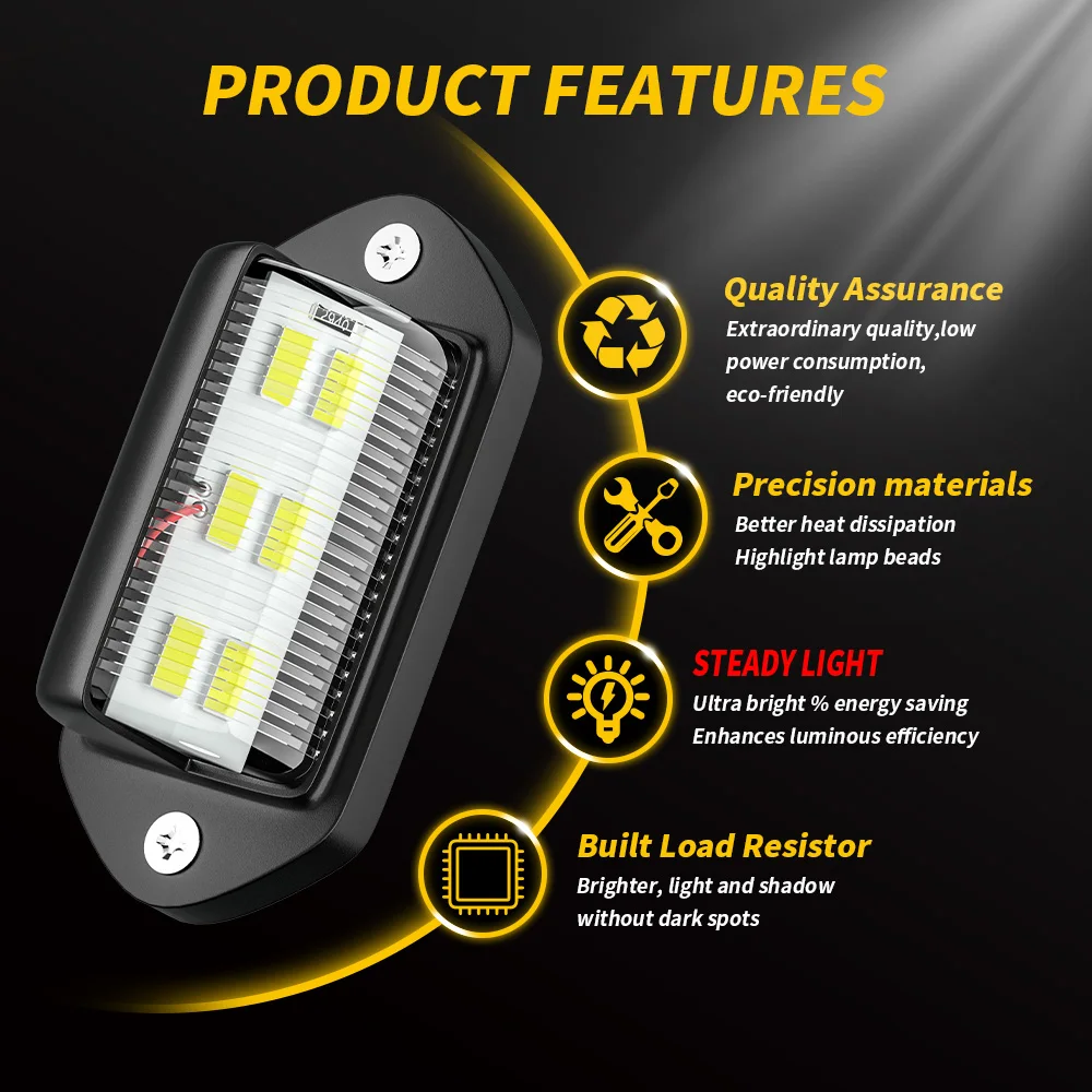 Luce Targa LED 12V/24V Impermeabile | 6 SMD | Per Auto, Rimorchio, Camion