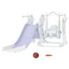 Toddler Swing and Slide Set with Basketball Hoop, Space Theme, Gray 2