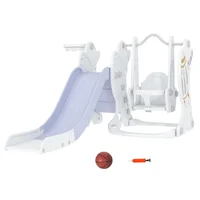 Toddler Swing and Slide Set with Basketball Hoop, Space Theme, Gray 2