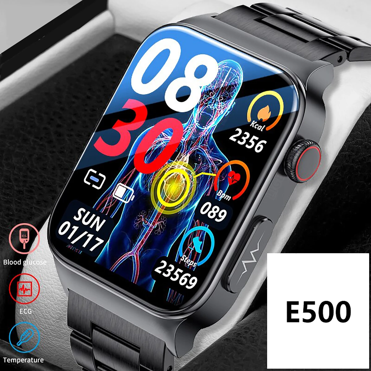 

2023 Newest SmartWatch Wristband E500 Men Women Top Quality Multi Sport Mode Outdoor Precise Blood Oxygen Blood Pressure Monitor
