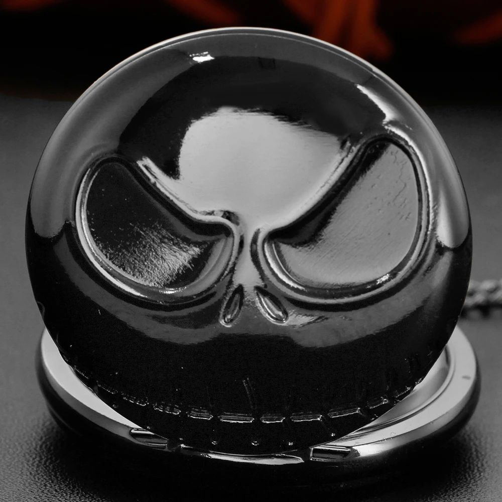 

New Black Strange Smiling Face Halloween Quartz Pocket Watch Vintage Round High Quality Steel Necklace Pendant Jewelry Gift