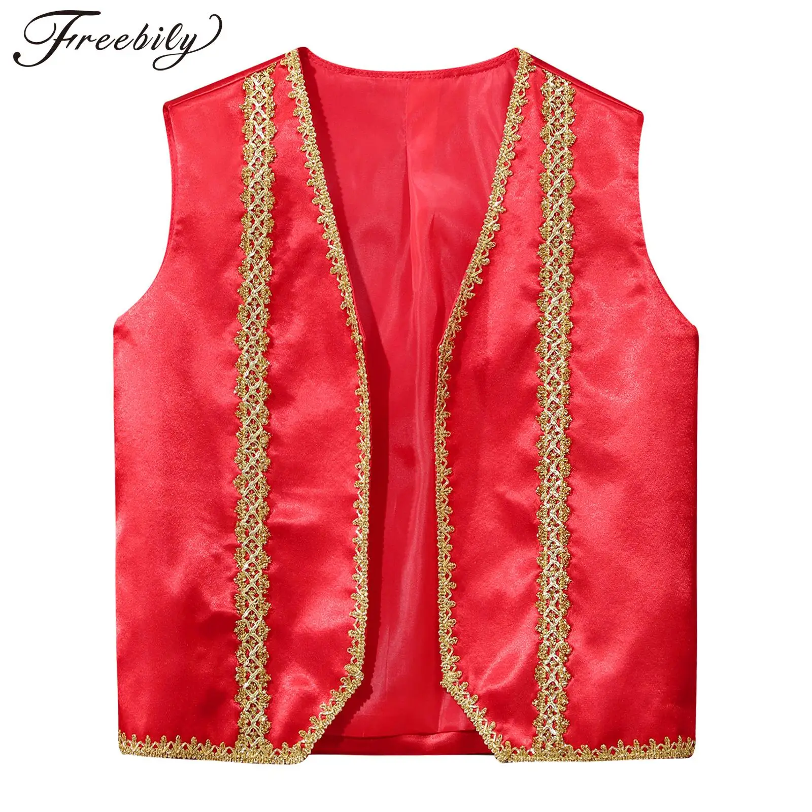 

Children Medieval The Renaissance Cosplay Costume Halloween Theme Party Role Play Vest Golden Trim Gothic Steampunk Waistcoat