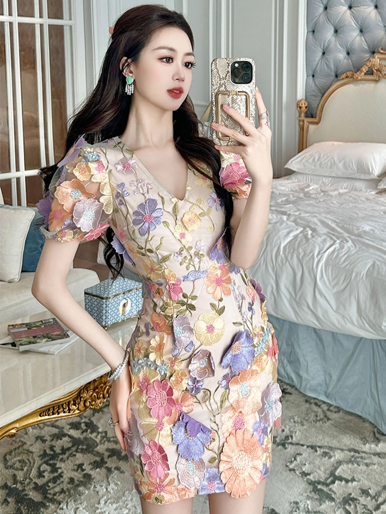 lace embroidered mini dress Juliette Embroidered Mini Dress