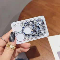 Rhinestone Rear Camera Lens Protector with Hollow Out Design - iPhone 17 Pro (Blue)