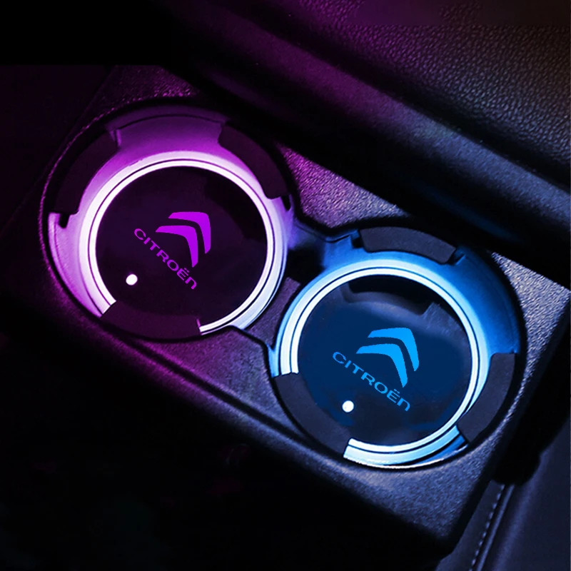 

Car LED Coasters 7 Color Luminous Cup Mat Accessories For Citroen C1 C3 C4 C5 C6 VTS Picasso Cross Cactus RD3 C4L DS3 DS4 DS5