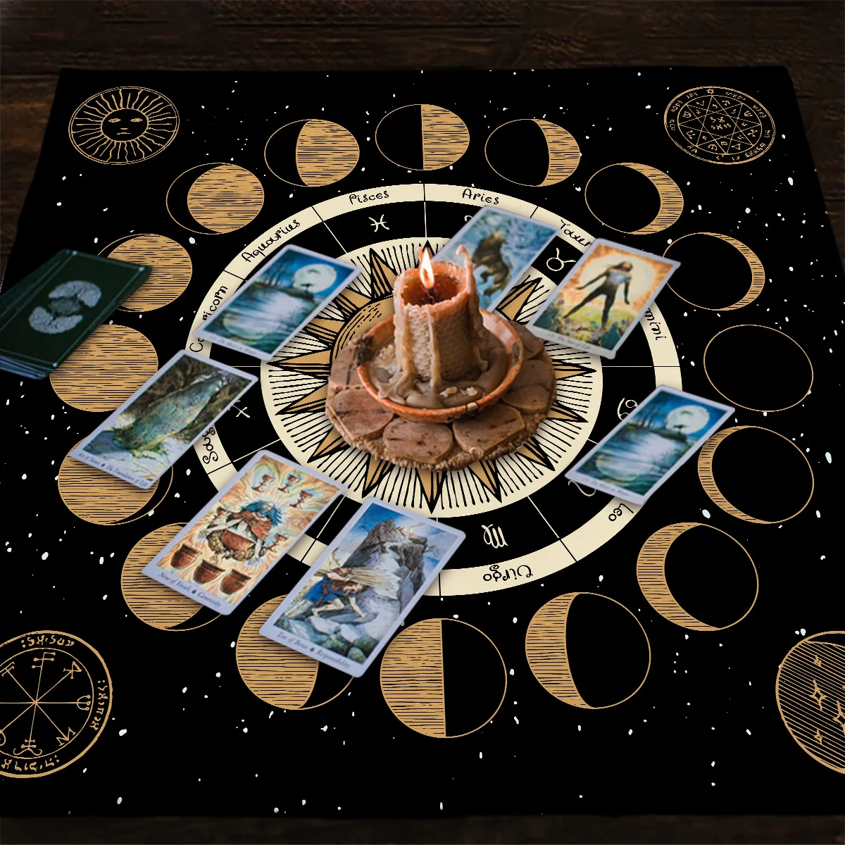 Phase of the moon Altar Cloth Tarot Card Table cloth Witch Divination Table Cover Reading Tarot Mat Witchy Gifts Decor 2