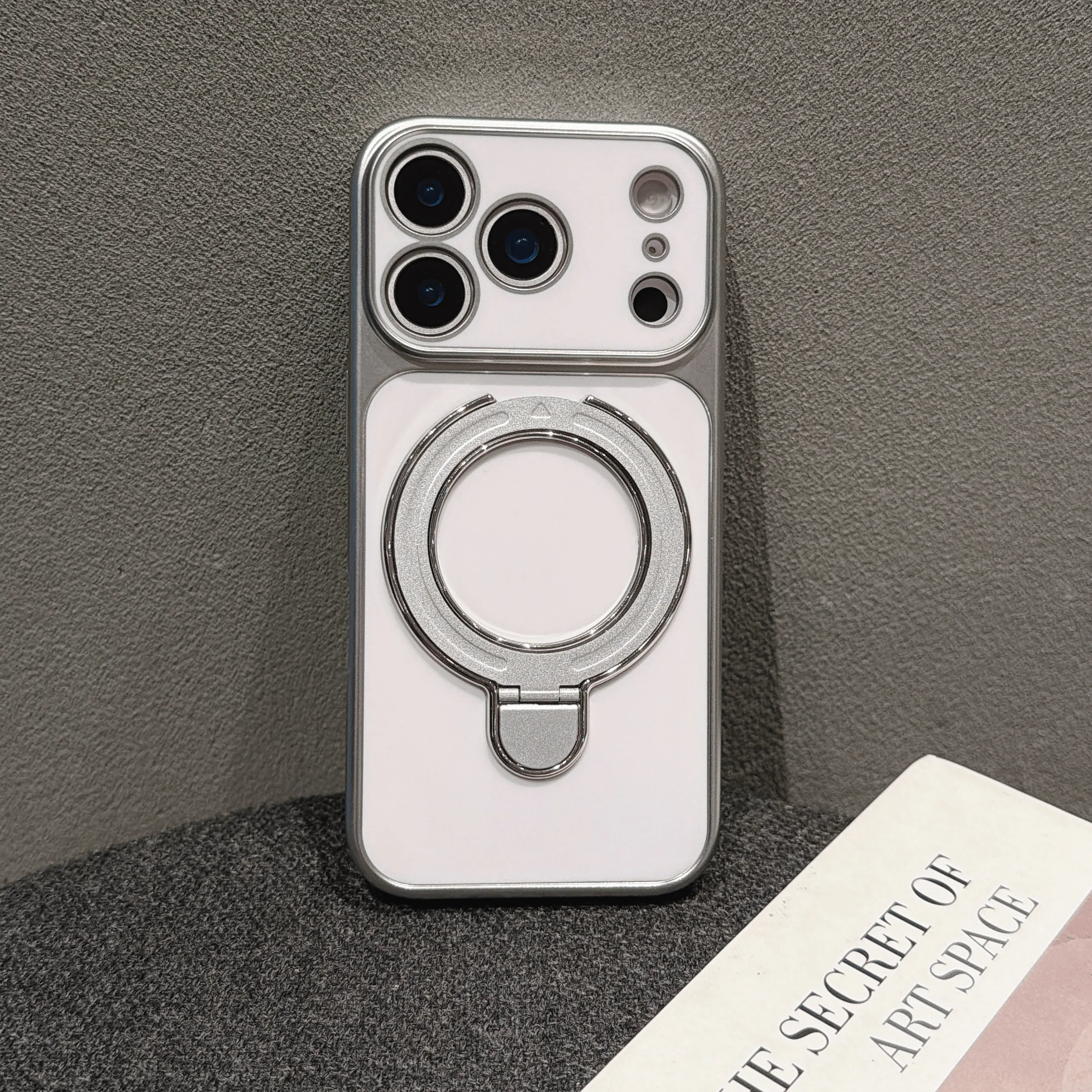 Luxury Plated Magnetic Kickstand Minimalist Solid Color Phone Case