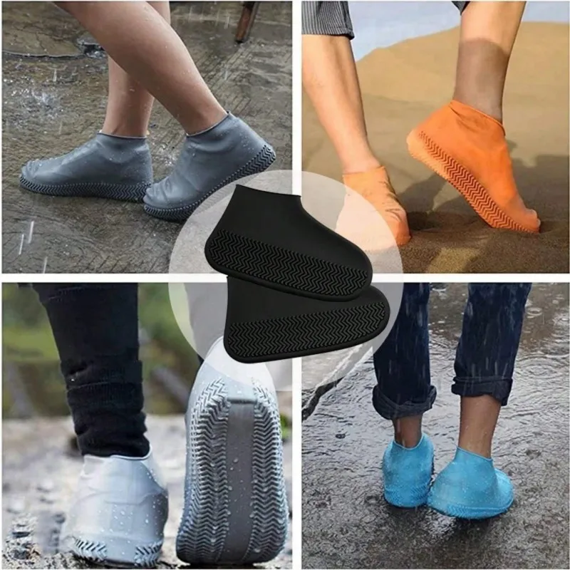 1 Pair Waterproof Silicone Shoe Cover Recyclable Boot Cover Protector Outdoor Rainy Slip-resistant Rain Shoes Covers