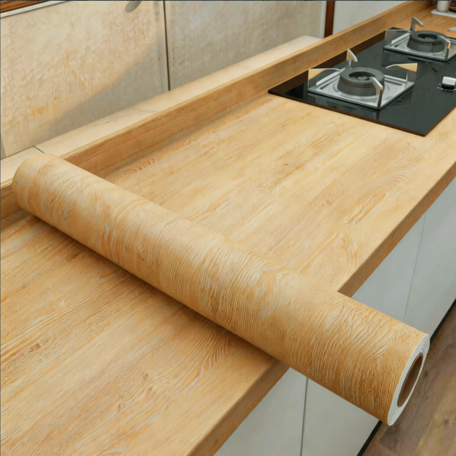 Waterproof Self-Adhesive Vinyl Wood Wallpaper Roll for Home Décor and Furniture Renovation