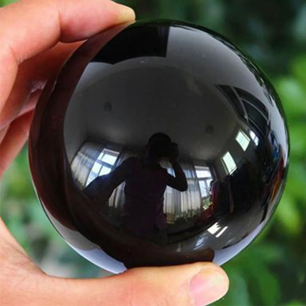 

30mm-60mm Asian Natural Black Obsidian Sphere Quartz Crystal Magic Ball Healing Reiki Rock Stone Collectibles Without Base