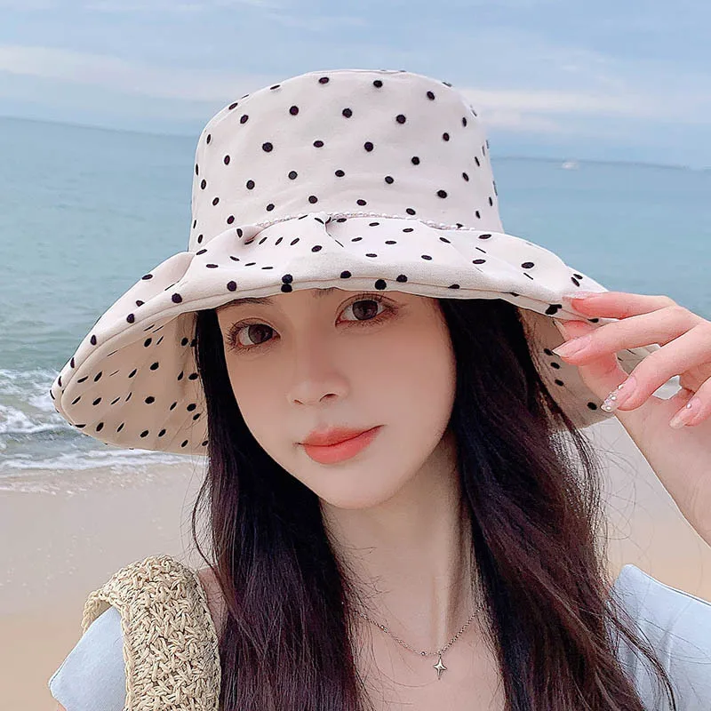 

Summer Bucket Hat Womens Fashion Pearl Drawstring Basin Hats for Girls Lady UV Protection Waterproof Panama Cap Present