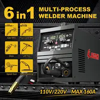 160A Mig Welder 110V/220V Dual Voltage 6 in 1 Stick Welder/Gas Mig/Gasless Flux Core Mig/Lift TIG/Spot Welding/Spool Gun 2