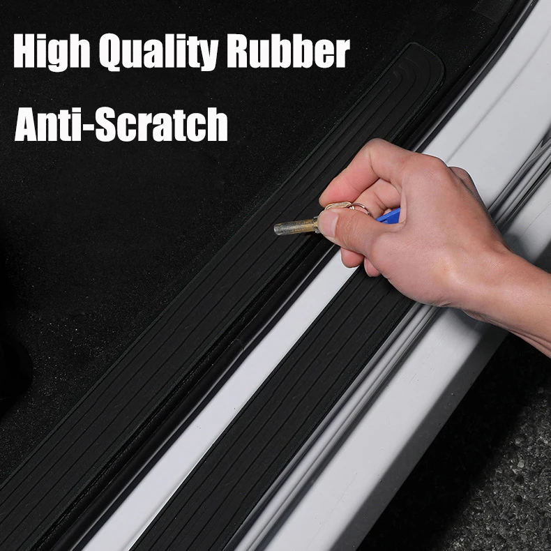 Car Door Plate Protector Stickers Rubber Durable Sill Scuff Cover Anti Scratch Decal Door Plate Protector 4pcs, car door threshold sticker