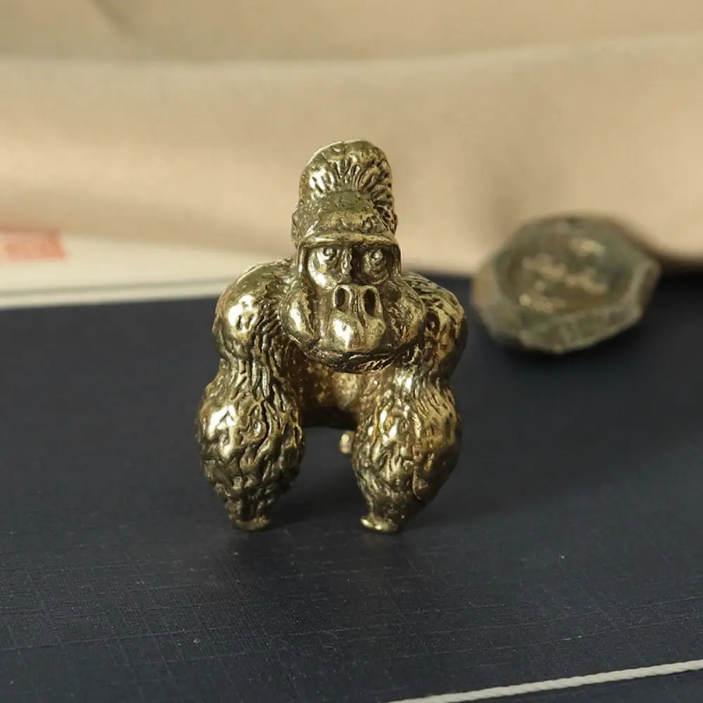 Artigianato Gorilla Figurine Leggero Rame Solido Gorilla Statue Gorilla Miniature Fatte A Mano Rame Scimmia Miniature Desktop
