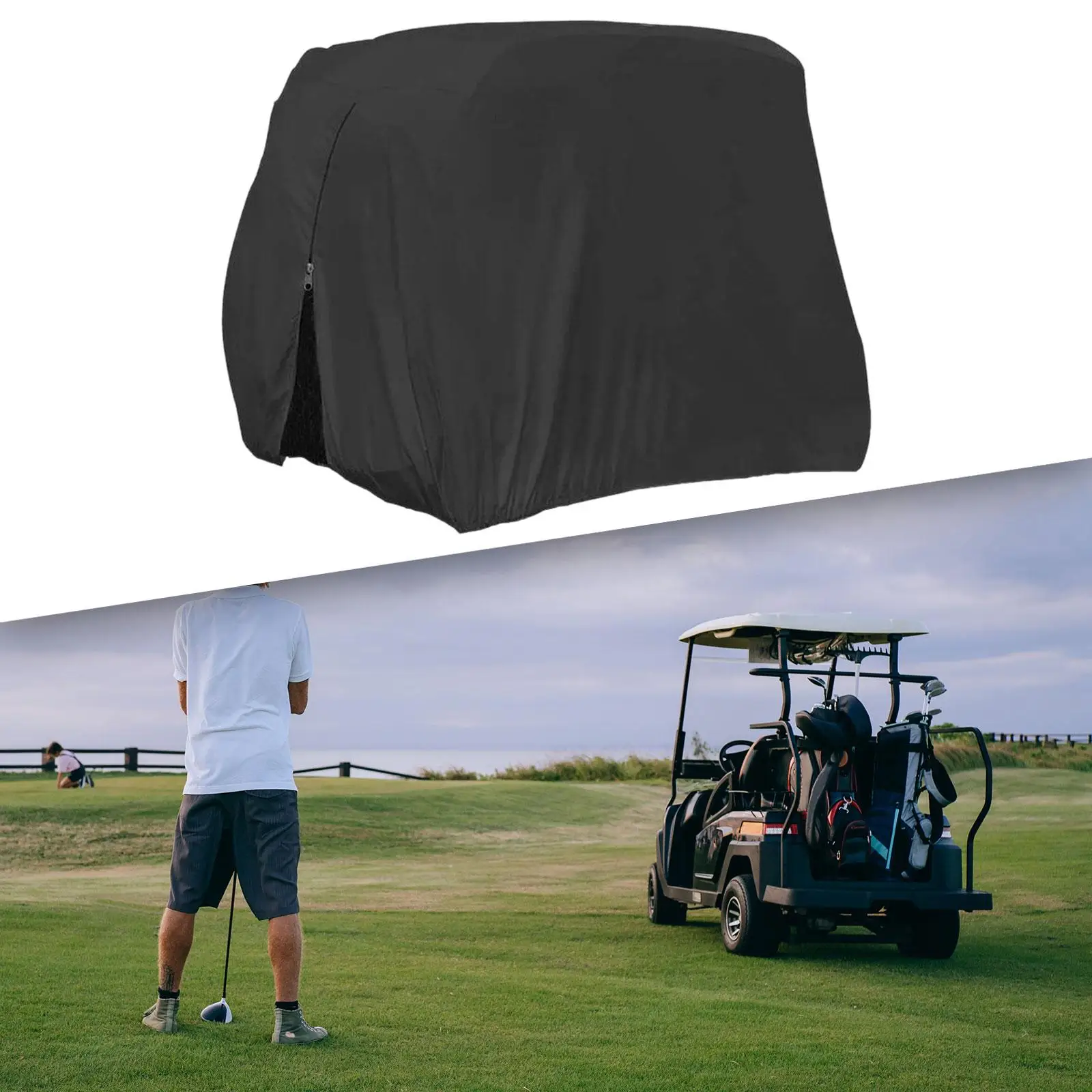 

Golf Cart Cover Portable Protector Heavy Duty Practical with Zipper Useful Windproof Rain Cover for Adult Travel Outdoor Sports