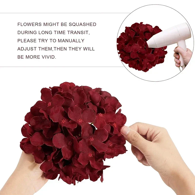 Hydrangea Artificial Flowers Silk Hydrangea Heads for DIY Wedding Centerpiece Home Party Decoration 25PCS