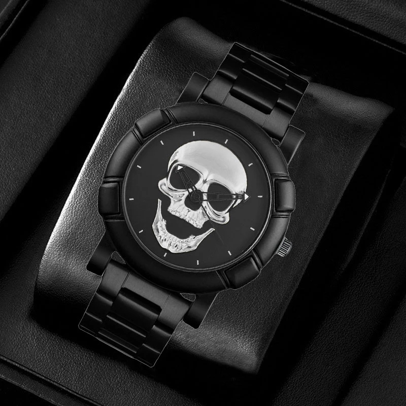 VIKABO reloj hombre Fashion Men Skull Watch Skeleton Stainless Watches
