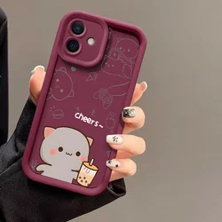 Cartoon Peach Mochi Cat Couple Shockproof Silicone Case - Cute Animal Pair Design - Pixel 9 Pro 5G (JGJHCX045J7)