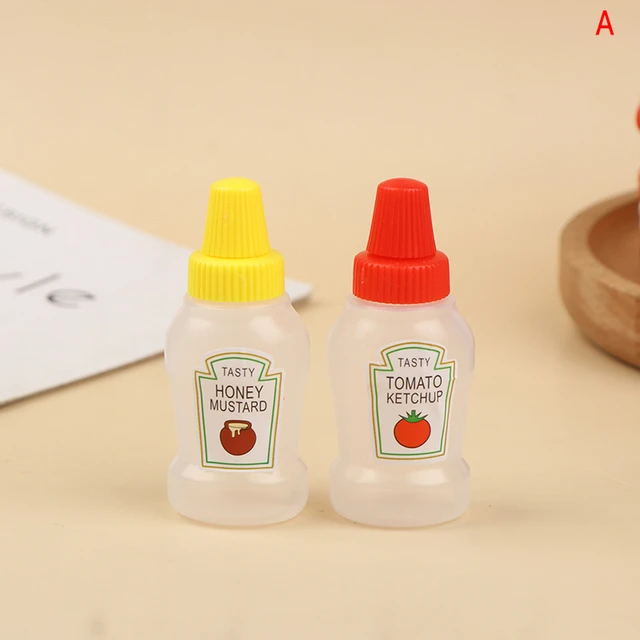 Mini Squeeze Bottle Seasoning Sauce Kids Cartoon Lunch Box Kitchen Accessories for Spice Bento Small Container(2PCS)