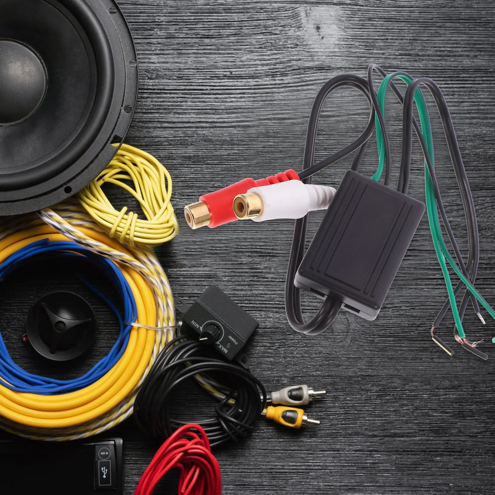 Rca to speaker wire high to low rca converter line output converter for subwoofer car speaker cable 2RCA female connector