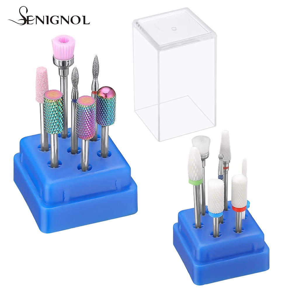 

SENIGNOL Carbide Tungsten Nail Bits Ceramic Diamond Milling Cutter for Manicure Buffers Drill Nail Gel Remove Grinder Tools